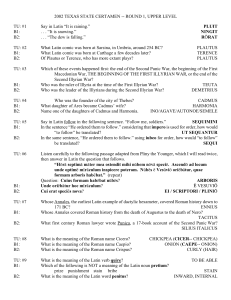 2002 TEXAS STATE CERTAMEN -- ROUND 1, UPPER LEVEL TU