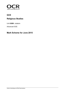 Mark scheme - Unit G589 - A2 Judaism - June