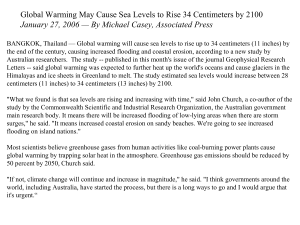 Global Warming May Cause Sea Levels to Rise 34 Centimeters by