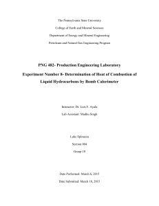 Determination of Heat of Combustion of Liquid