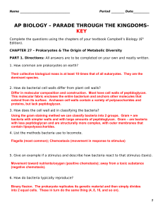 PARADE THROUGH THE KINGDOMS- KEY - AP Biology 2