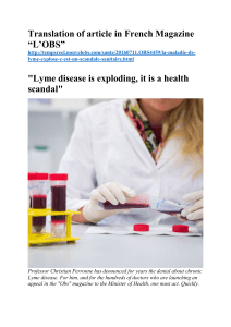 Translation of article in French Magazine “L`OBS” "Lyme disease is