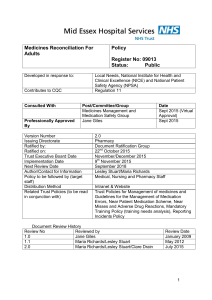 Medicines Reconciliation For Adults Policy Register No: 09013