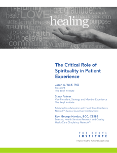 The Critical Role of Spirituality in Patient Experience