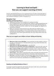 Learning to Read and Spell - Stone with Woodford C of E Primary