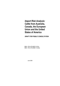 Import Risk Analysis: Cattle from Australia, Canada, the