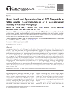 Sleep Health and Appropriate Use of OTC Sleep