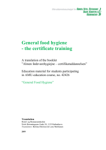 General food hygiene - the certificate training