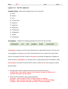 Lesson 3.3 - Earth`s Spheres