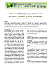 organic volatile impurities and their regulatory limits