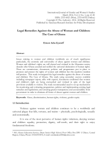 Legal Remedies Against the Abuse of Woman and Children: The