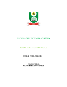 managerial economics - National Open University of Nigeria