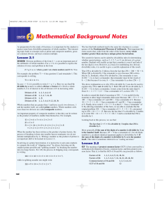 Mathematical Background Notes