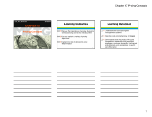 Chapter 17 Pricing Concepts 1 Learning Outcomes Learning