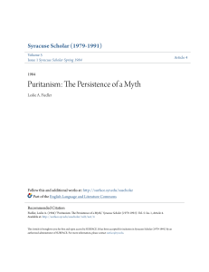 Puritanism: The Persistence of a Myth