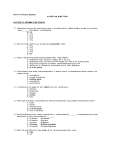 Geol 101: Physical Geology PAST EXAM QUESTIONS LECTURE