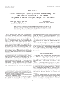 Still No Phonological Typicality Effect on Word Reading Time (and