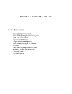 GENERAL CHEMISTRY REVIEW