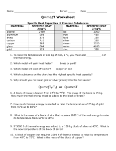 Heat and Thermal Energy Word Problems