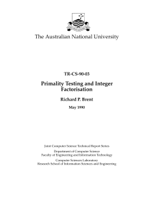 The Australian National University Primality