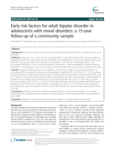 Early risk factors for adult bipolar disorder in