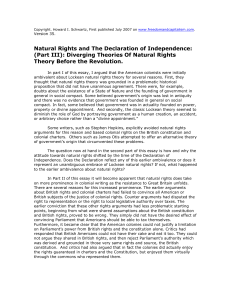 Natural Rights and The Declaration of Independence: (Part III