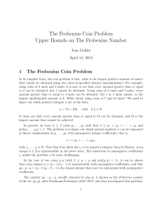 The Frobenius Coin Problem Upper Bounds on The