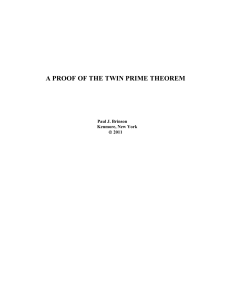 A Proof of the Twin Prime Theorem