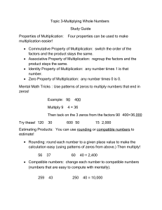 Topic 3-Multiplying Whole Numbers Study Guide Properties of