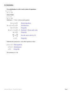 Use substitution to solve each system of equations. 1. y = x + 5 3x +