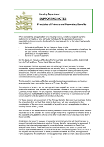 Primary and Secondary Benefits Notes