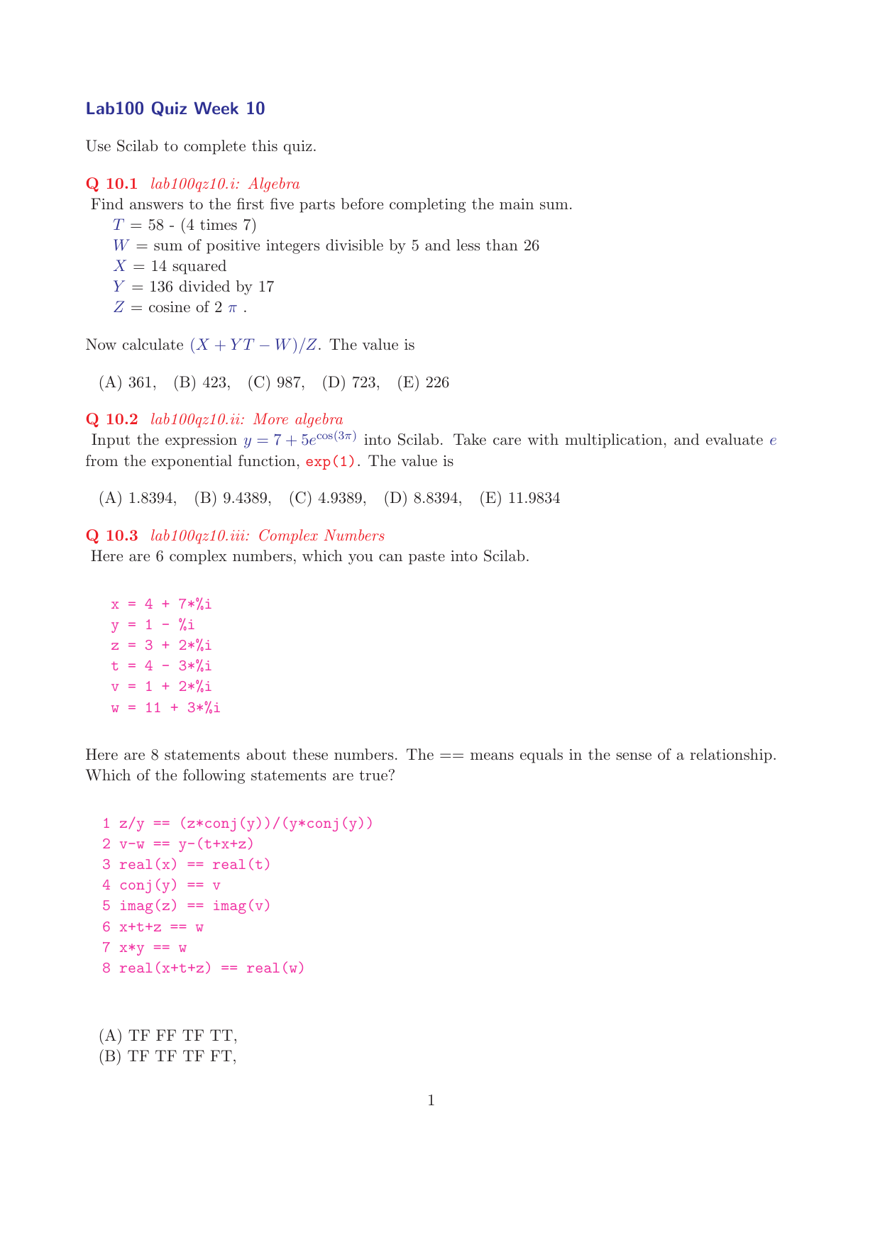 Lab100 Quiz Week 10