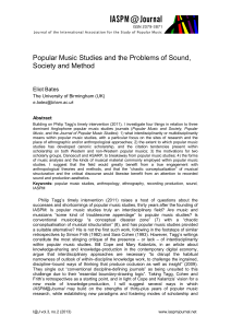 Popular Music Studies and the Problems of Sound, Society and