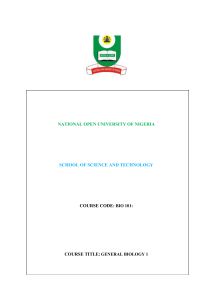 BIO101 - National Open University of Nigeria