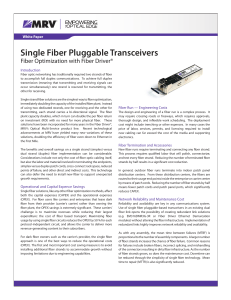 Single Fiber Pluggable Transceivers