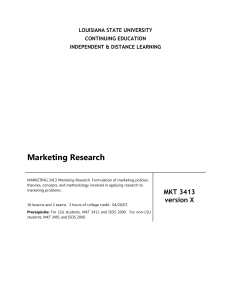 Marketing Research - LSU Independent and Distance Learning