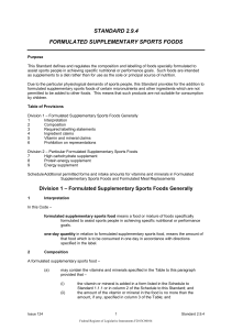 standard 2.9.4 formulated supplementary sports foods