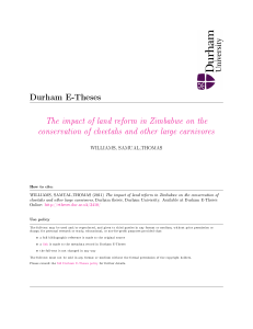 Durham E-Theses The impact of land reform in Zimbabwe on