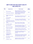 2007 PADI FOUNDATION GRANT RECIPIENTS