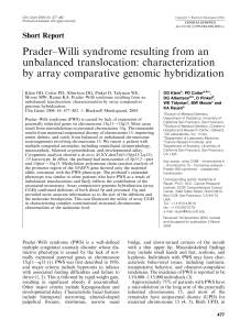 PraderWilli syndrome resulting from an unbalanced translocation