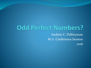 Odd Perfect Numbers