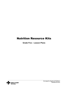 Nutrition Resource Kits, Grade Fie Lesson Plans