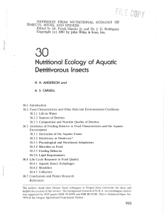 Nutritional Ecology of Aquatic Detritivorous Insects