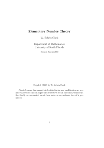 Elementary Number Theory