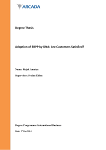 Degree Thesis Adoption of EBPP by DNA: Are Customers