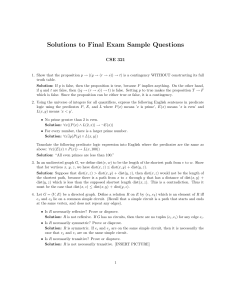 Solutions to Final Exam Sample Questions