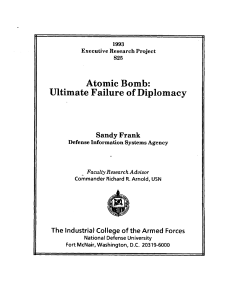 Atomic Bomb: Ultimate Failure of Diplomacy