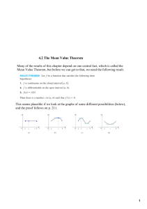 4.2 The Mean Value Theorem (11/9)