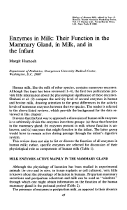 Enzymes in Milk: Their Function in the Mammary Gland, in Milk, and