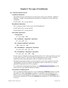 Chapter 8: The Logic of Conditionals